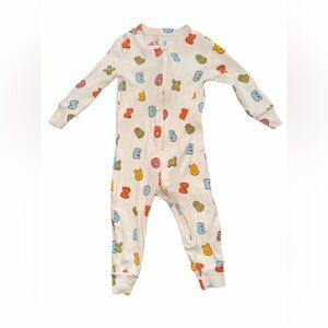 Old Navy White Alphabet Print Footed One-Piece Pajamas